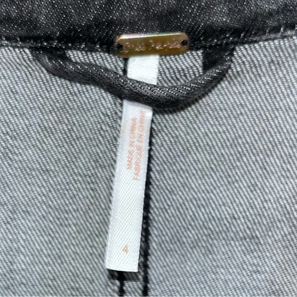 Free People Washed Black Denim Moto Jacket - Picture 3 of 3